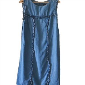 Chelsea & Theodore denim ruffled dress. Size Medium. EUC